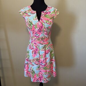 LILLY‎ PULITZER BRIELLA  Multicolor In The Vias Fit & Flare V-Neck Dress Size XS